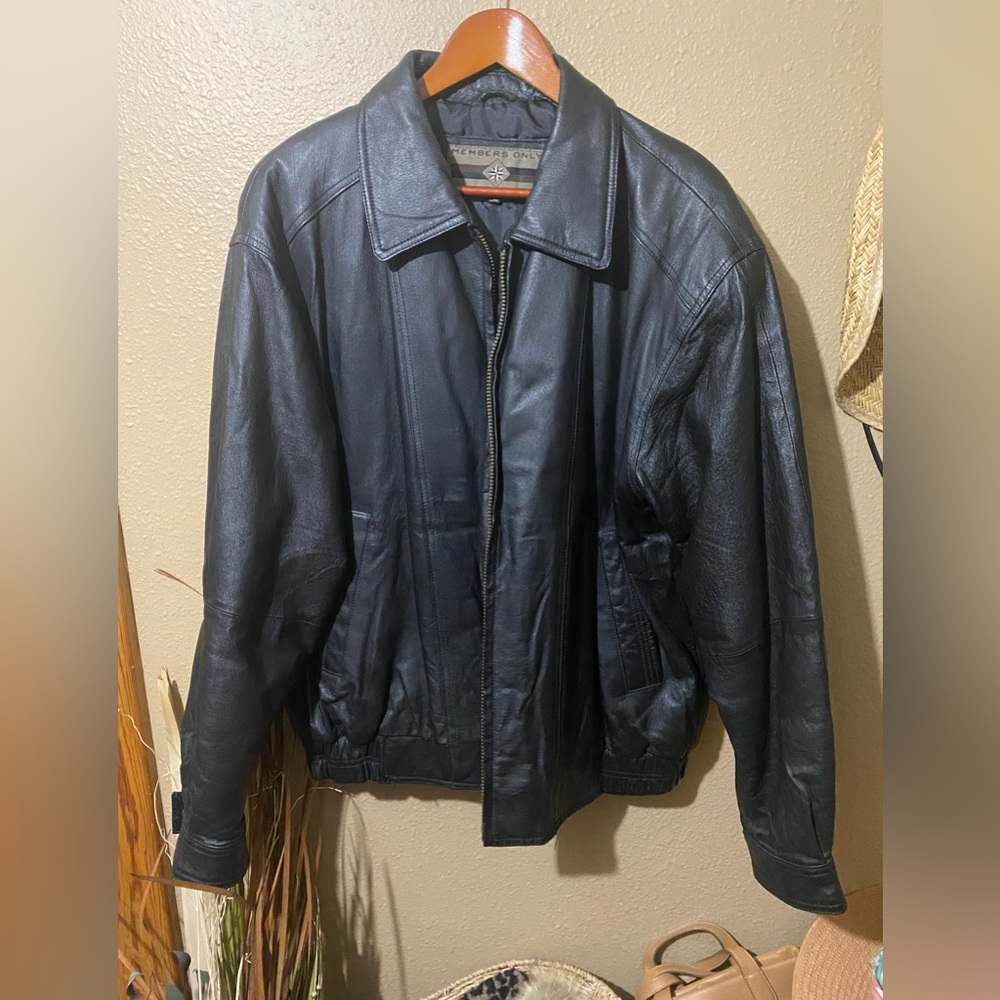 Members Only Genuine Leather Jacket Size L long